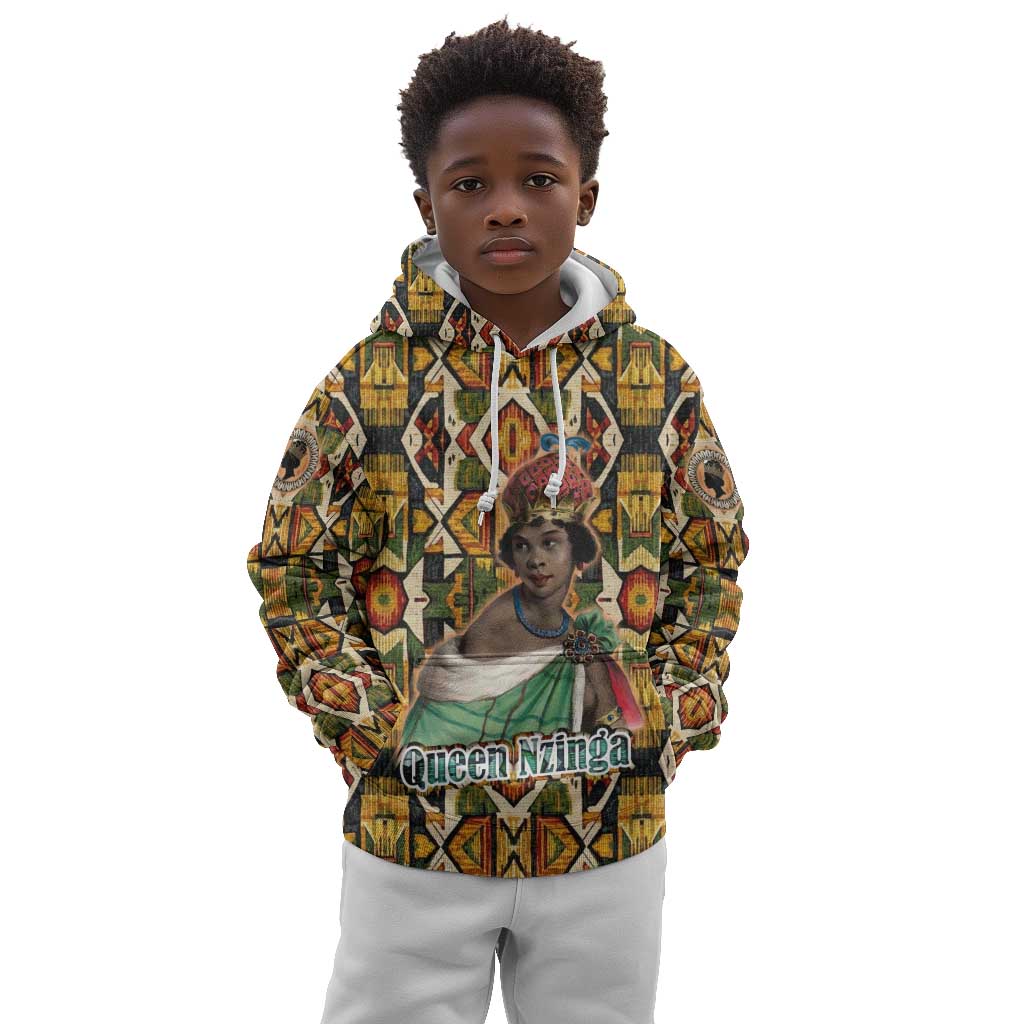 Queen Nzinga Kid Hoodie Mbandi Traditional Regal Portrait Empowerment Quote African Female Leadership - African Pride