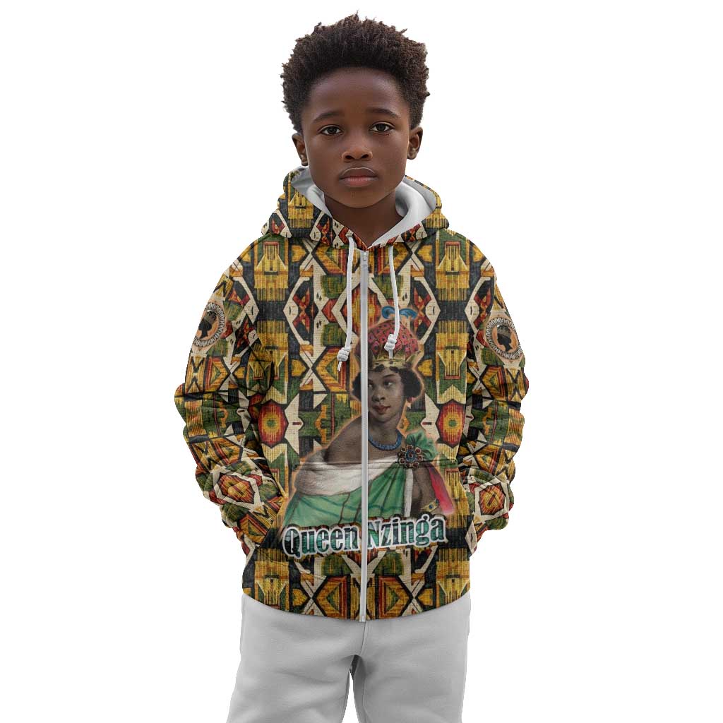 Queen Nzinga Kid Hoodie Mbandi Traditional Regal Portrait Empowerment Quote African Female Leadership - African Pride
