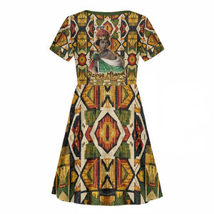 Queen Nzinga Kid Short Sleeve Dress Mbandi Traditional Regal Portrait Empowerment Quote African Female Leadership - African Pride