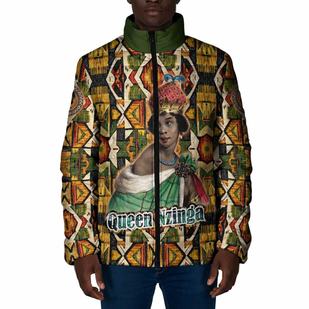 Queen Nzinga Padded Jacket Mbandi Traditional Regal Portrait Empowerment Quote African Female Leadership - African Pride