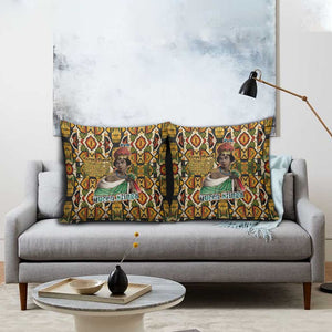 Queen Nzinga Pillow Cover Mbandi Traditional Regal Portrait Empowerment Quote African Female Leadership - African Pride