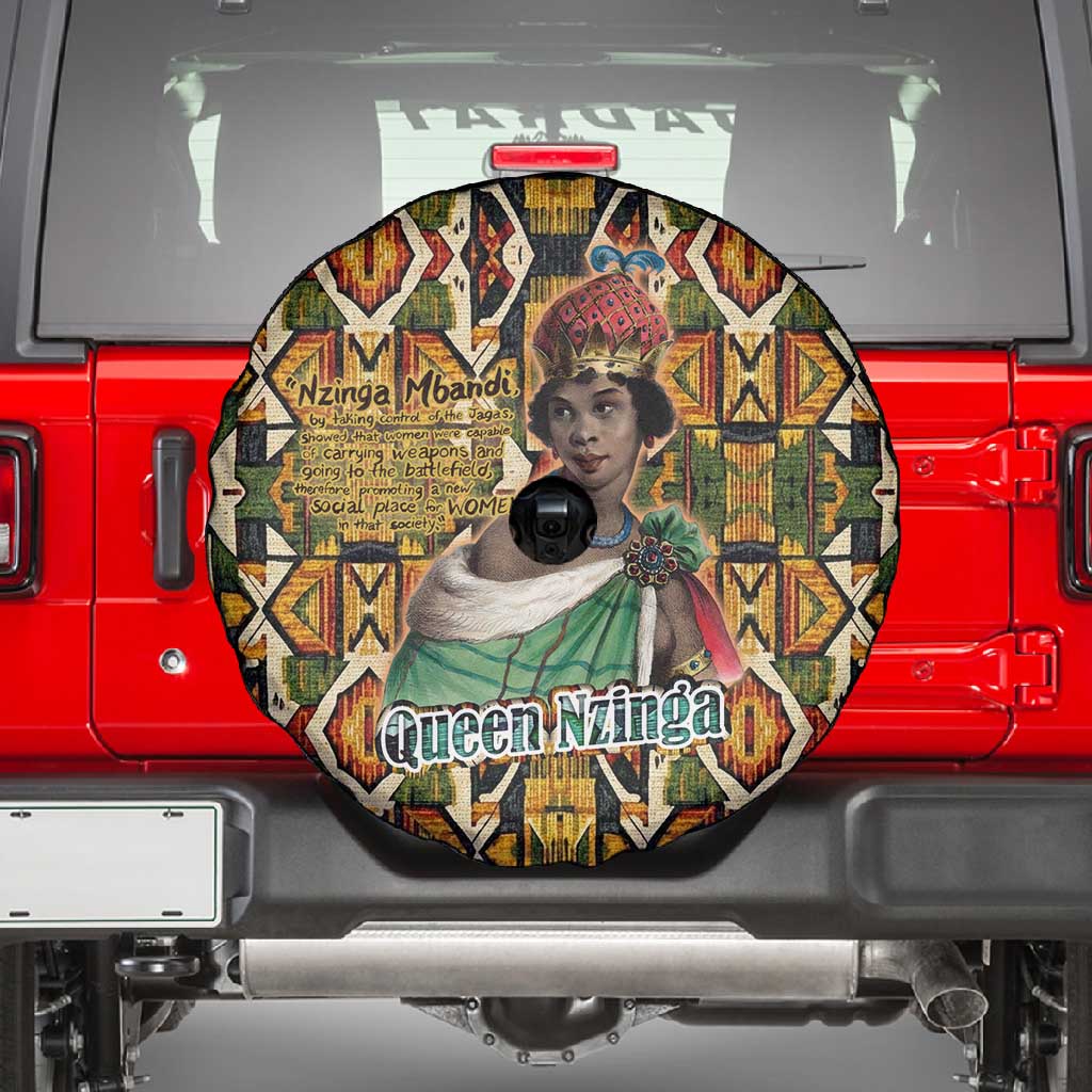 Queen Nzinga Spare Tire Cover Mbandi Traditional Regal Portrait Empowerment Quote African Female Leadership - African Pride
