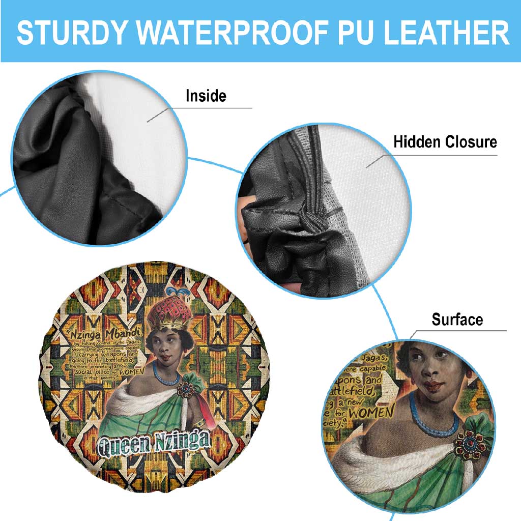 Queen Nzinga Spare Tire Cover Mbandi Traditional Regal Portrait Empowerment Quote African Female Leadership - African Pride