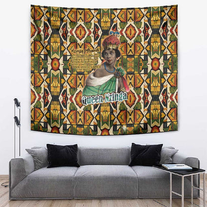 Queen Nzinga Tapestry Mbandi Traditional Regal Portrait Empowerment Quote African Female Leadership - African Pride