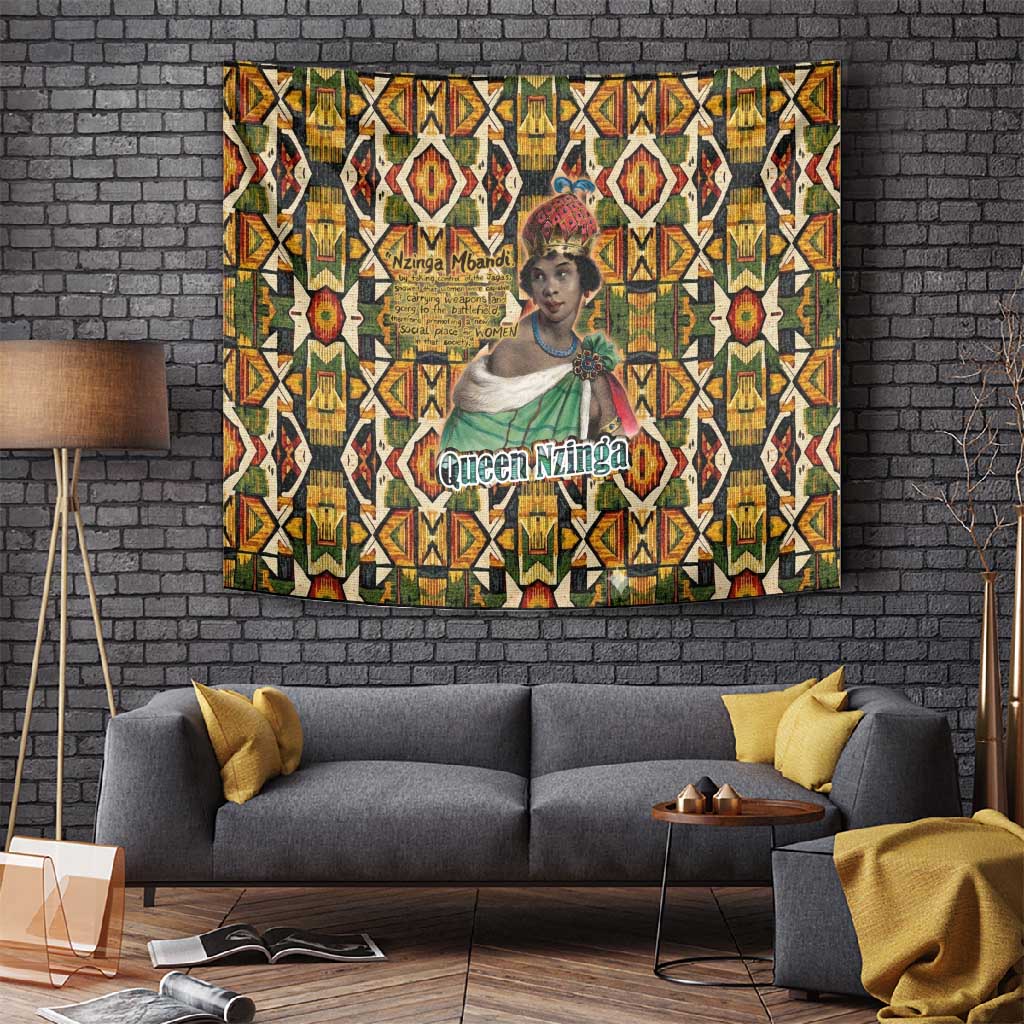 Queen Nzinga Tapestry Mbandi Traditional Regal Portrait Empowerment Quote African Female Leadership - African Pride