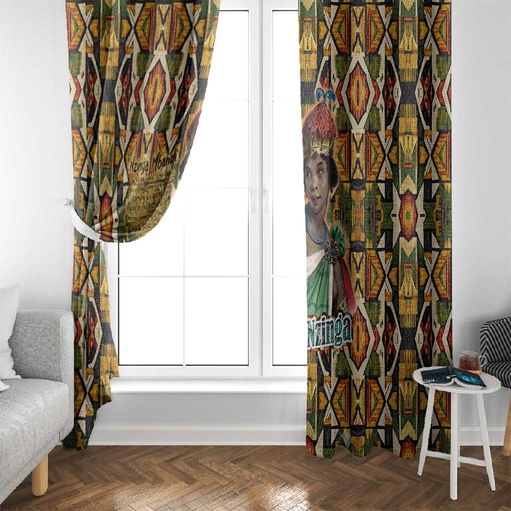 Queen Nzinga Window Curtain Mbandi Traditional Regal Portrait Empowerment Quote African Female Leadership - African Pride