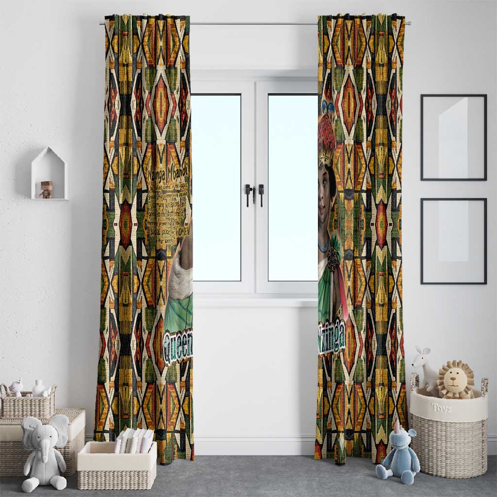 Queen Nzinga Window Curtain Mbandi Traditional Regal Portrait Empowerment Quote African Female Leadership - African Pride