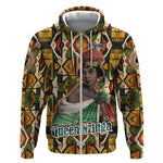 Queen Nzinga Zip Hoodie Mbandi Traditional Regal Portrait Empowerment Quote African Female Leadership - African Pride