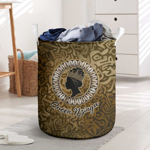 Queen Nzinga Laundry Basket Cowrie Crown Silhouette Royal Power - African Pride