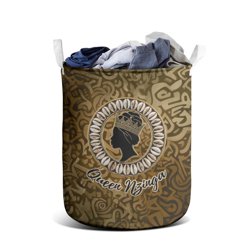 Queen Nzinga Laundry Basket Cowrie Crown Silhouette Royal Power - African Pride