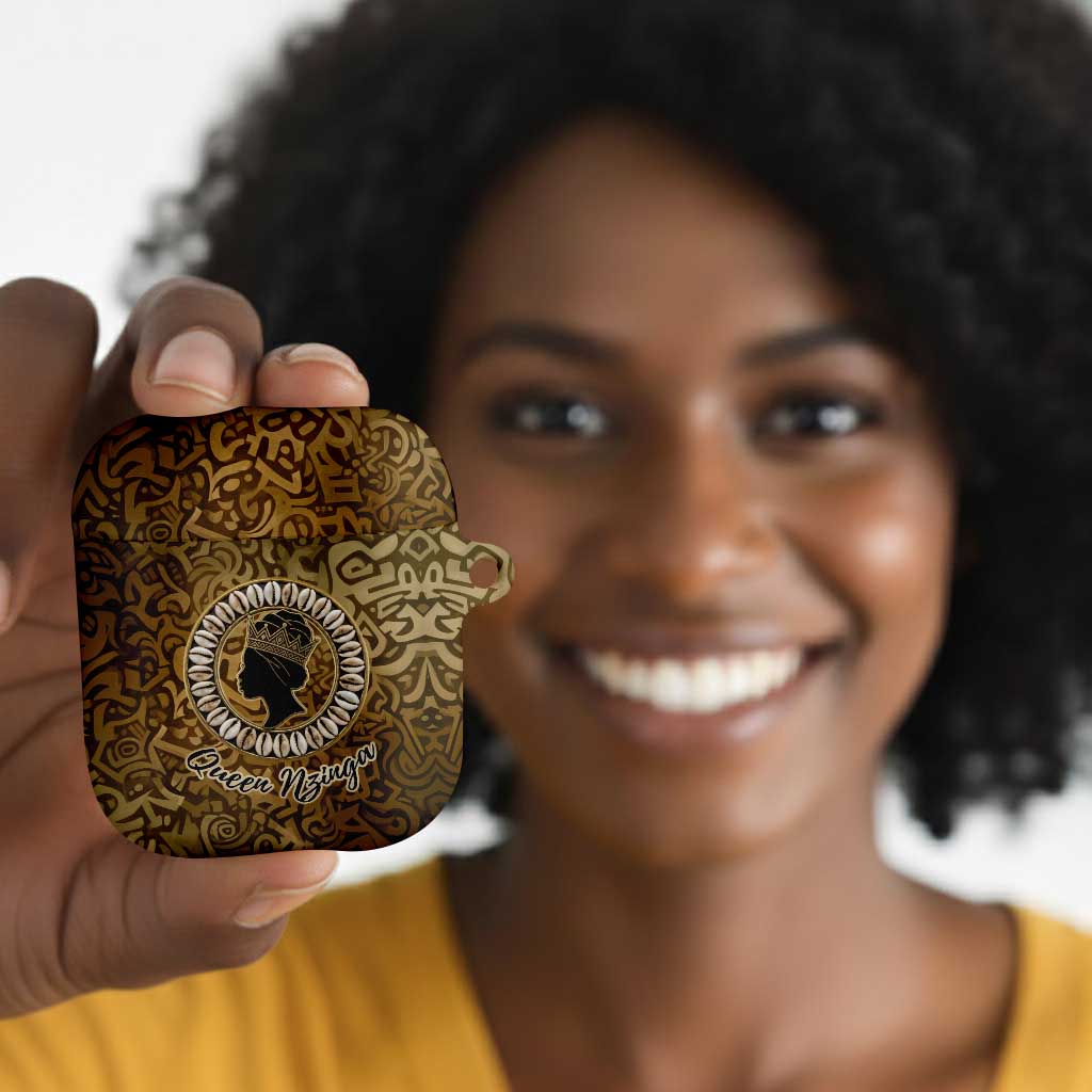 Queen Nzinga AirPods Case Cowrie Crown Silhouette Royal Power - African Pride