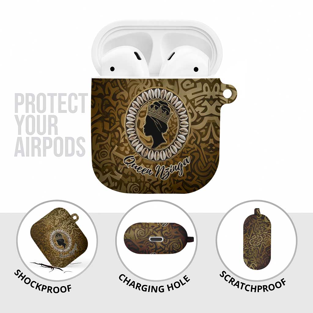 Queen Nzinga AirPods Case Cowrie Crown Silhouette Royal Power - African Pride