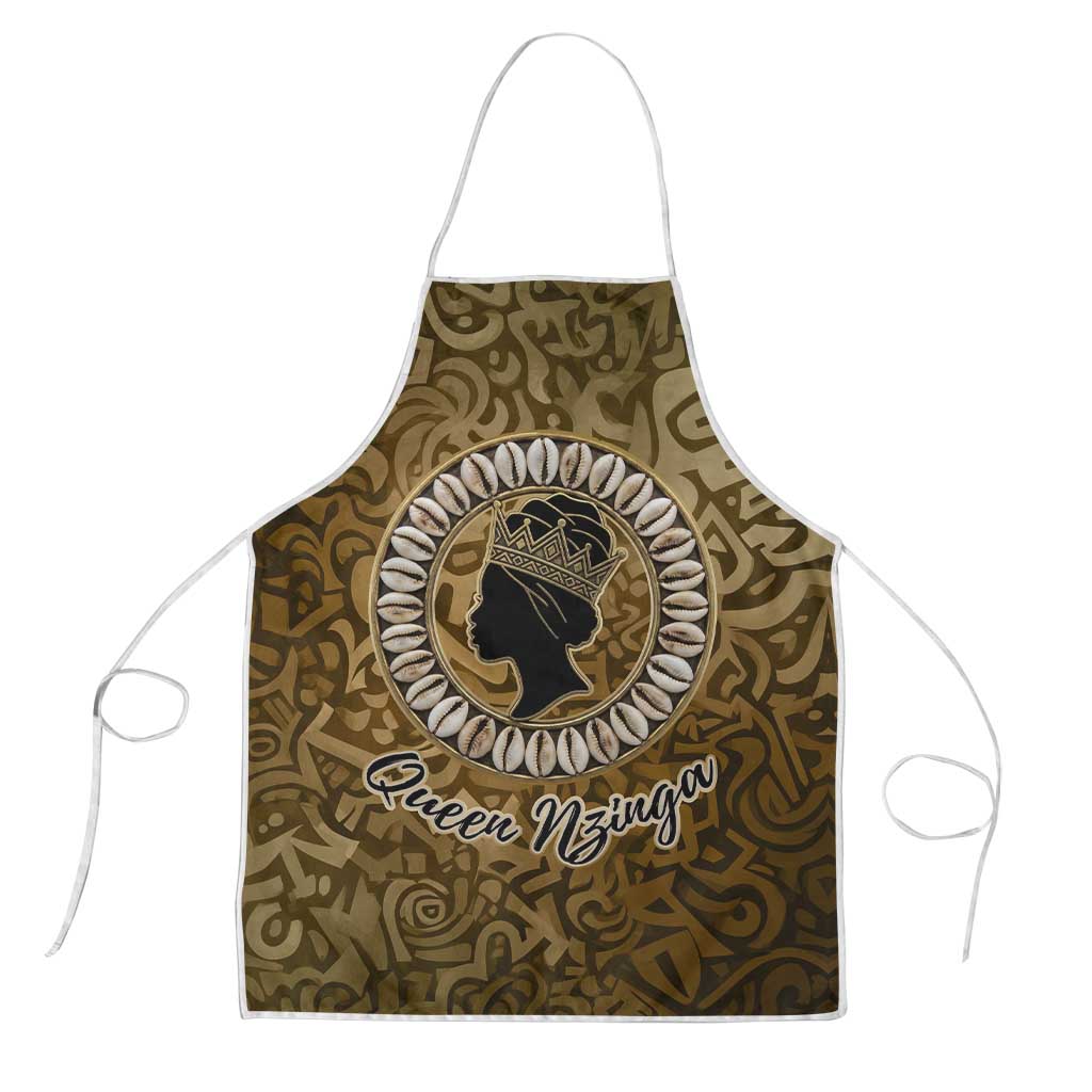 Queen Nzinga Apron Cowrie Crown Silhouette Royal Power - African Pride