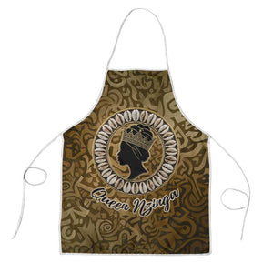 Queen Nzinga Apron Cowrie Crown Silhouette Royal Power - African Pride