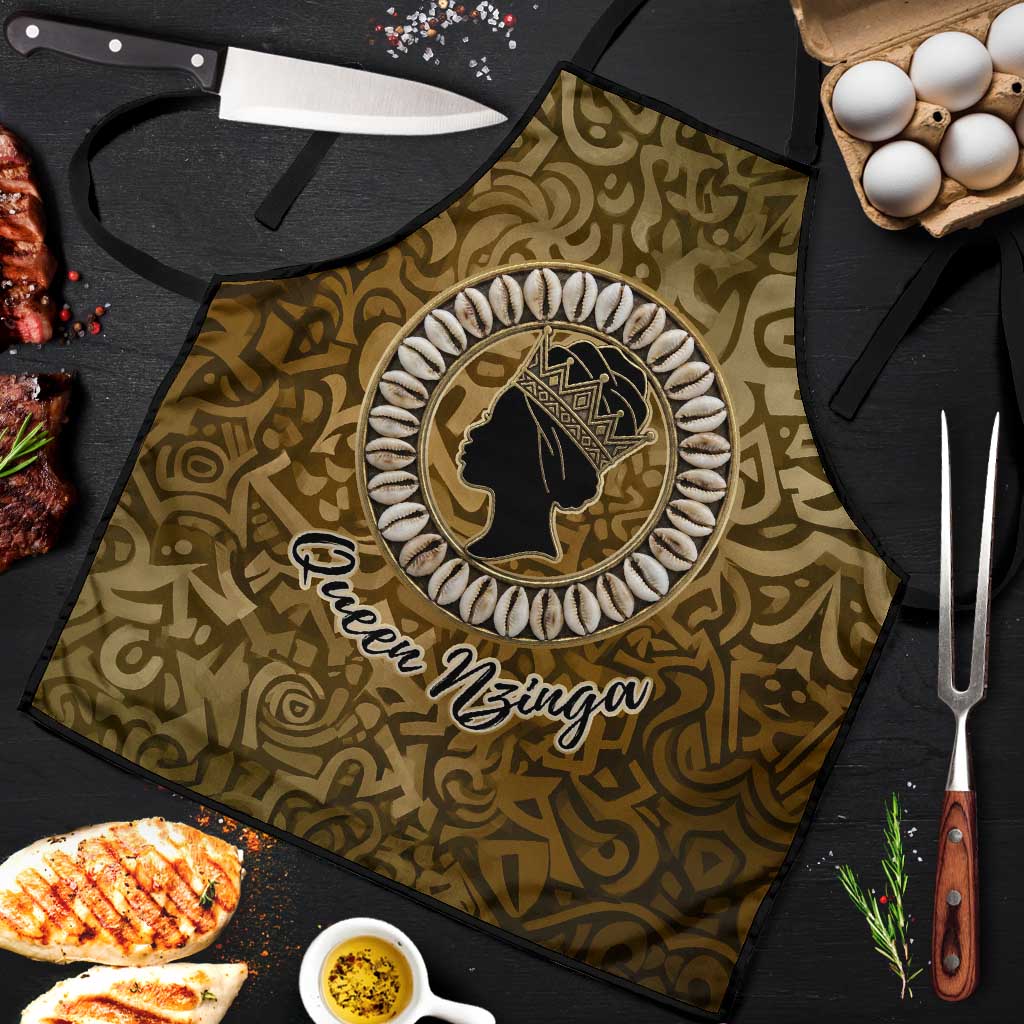 Queen Nzinga Apron Cowrie Crown Silhouette Royal Power - African Pride