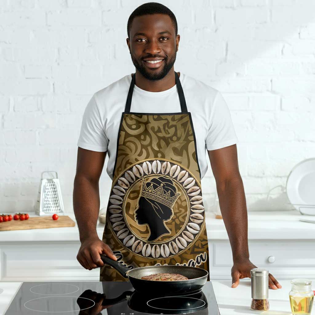 Queen Nzinga Apron Cowrie Crown Silhouette Royal Power - African Pride