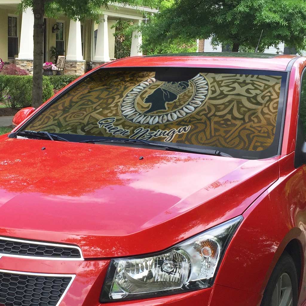 Queen Nzinga Auto Sun Shade Cowrie Crown Silhouette Royal Power - African Pride