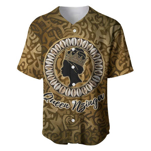 Queen Nzinga Baseball Jersey Cowrie Crown Silhouette Royal Power - African Pride