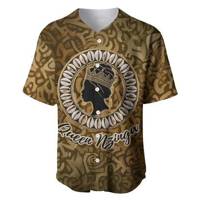 Queen Nzinga Baseball Jersey Cowrie Crown Silhouette Royal Power - African Pride