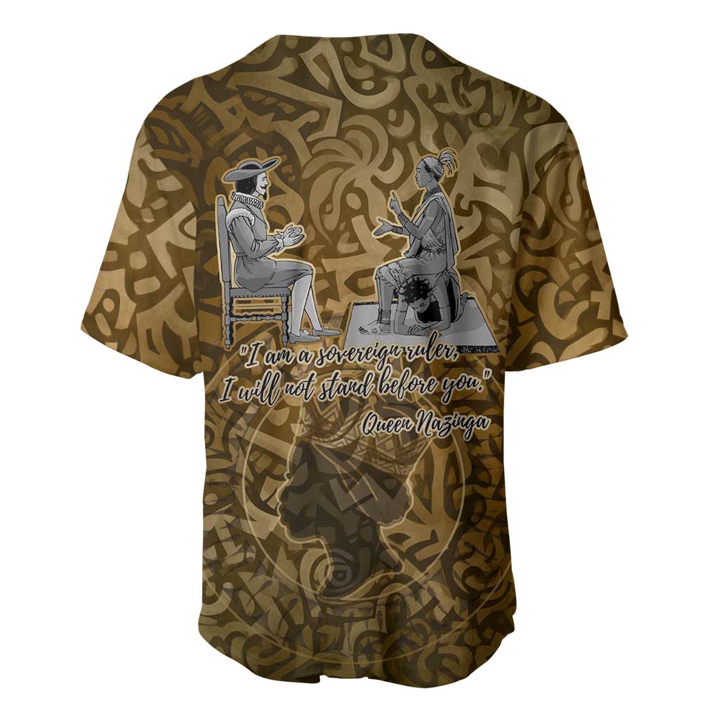 Queen Nzinga Baseball Jersey Cowrie Crown Silhouette Royal Power - African Pride
