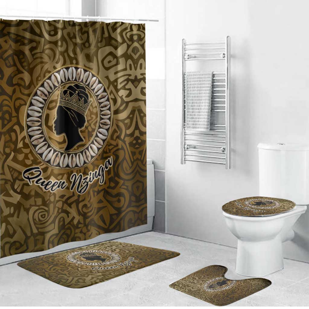 Queen Nzinga Bathroom Set Cowrie Crown Silhouette Royal Power - African Pride
