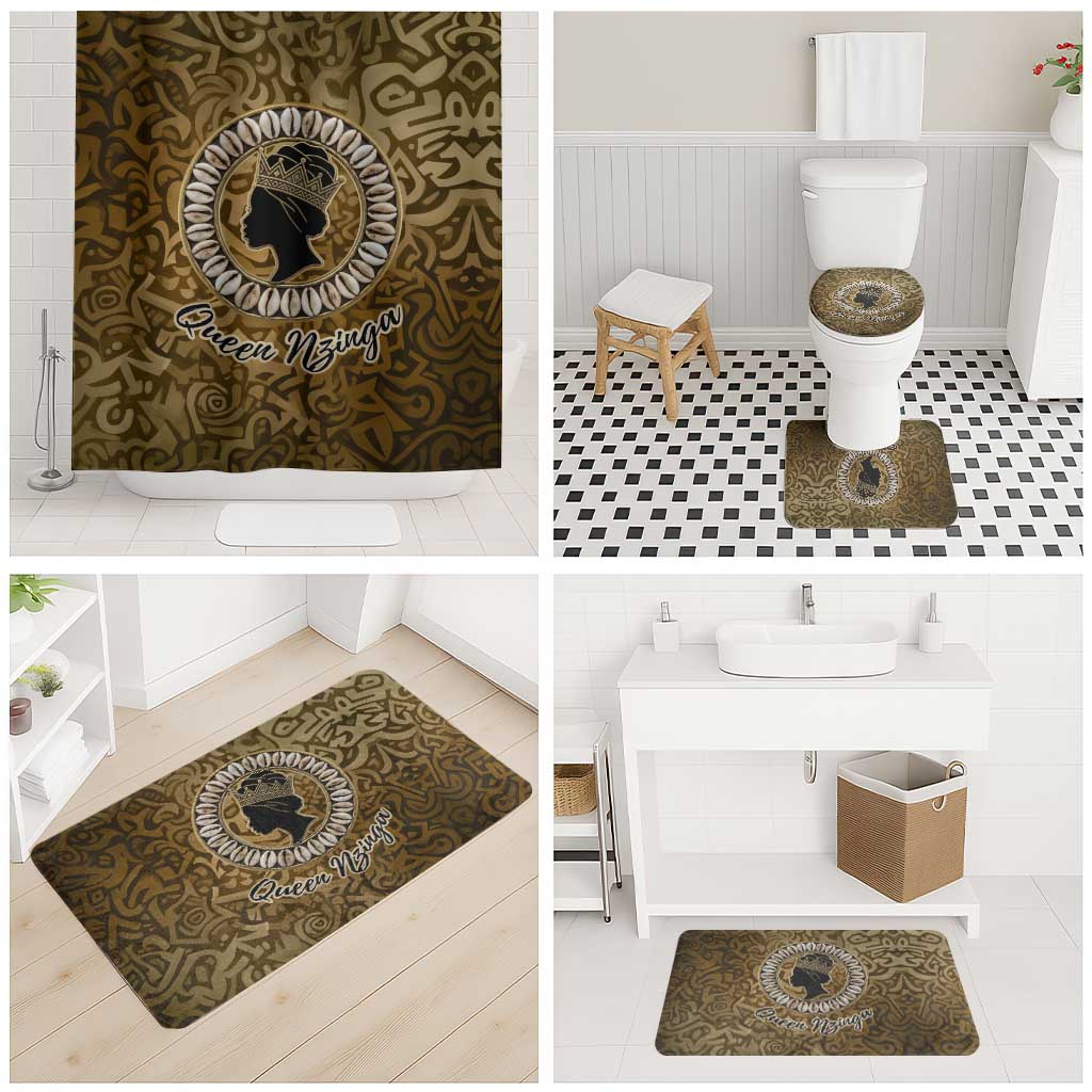 Queen Nzinga Bathroom Set Cowrie Crown Silhouette Royal Power - African Pride