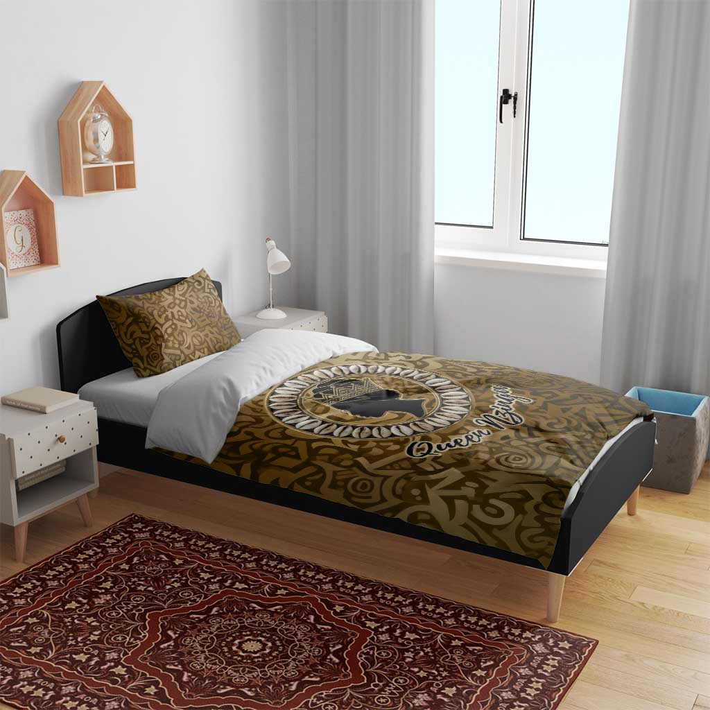 Queen Nzinga Bedding Set Cowrie Crown Silhouette Royal Power - African Pride