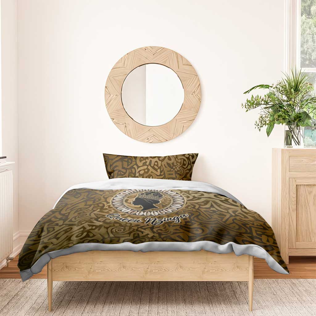 Queen Nzinga Bedding Set Cowrie Crown Silhouette Royal Power - African Pride