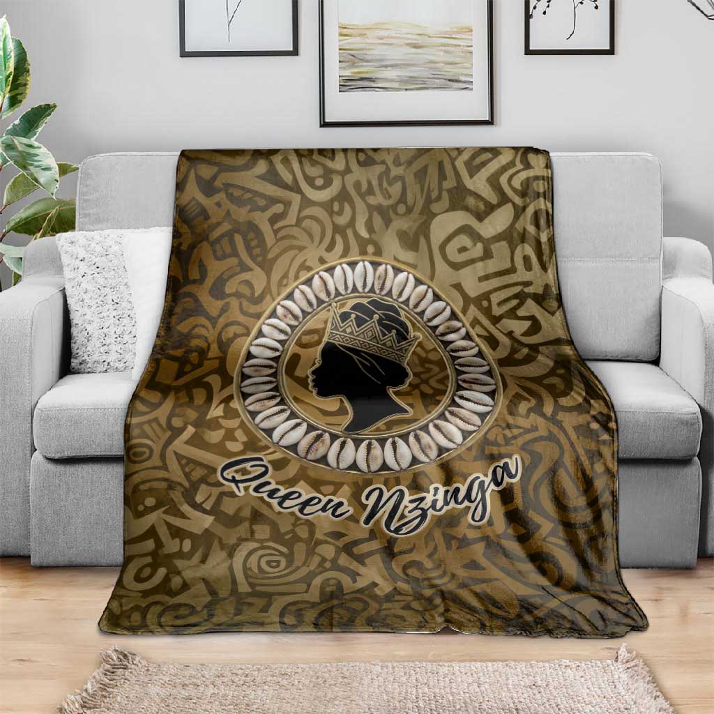 Queen Nzinga Blanket Cowrie Crown Silhouette Royal Power - African Pride