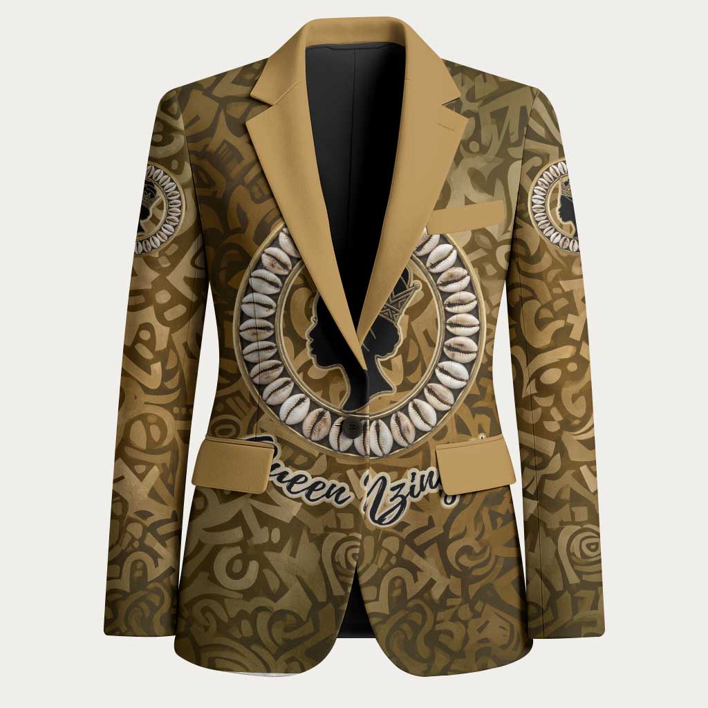 Queen Nzinga Blazer Cowrie Crown Silhouette Royal Power - African Pride