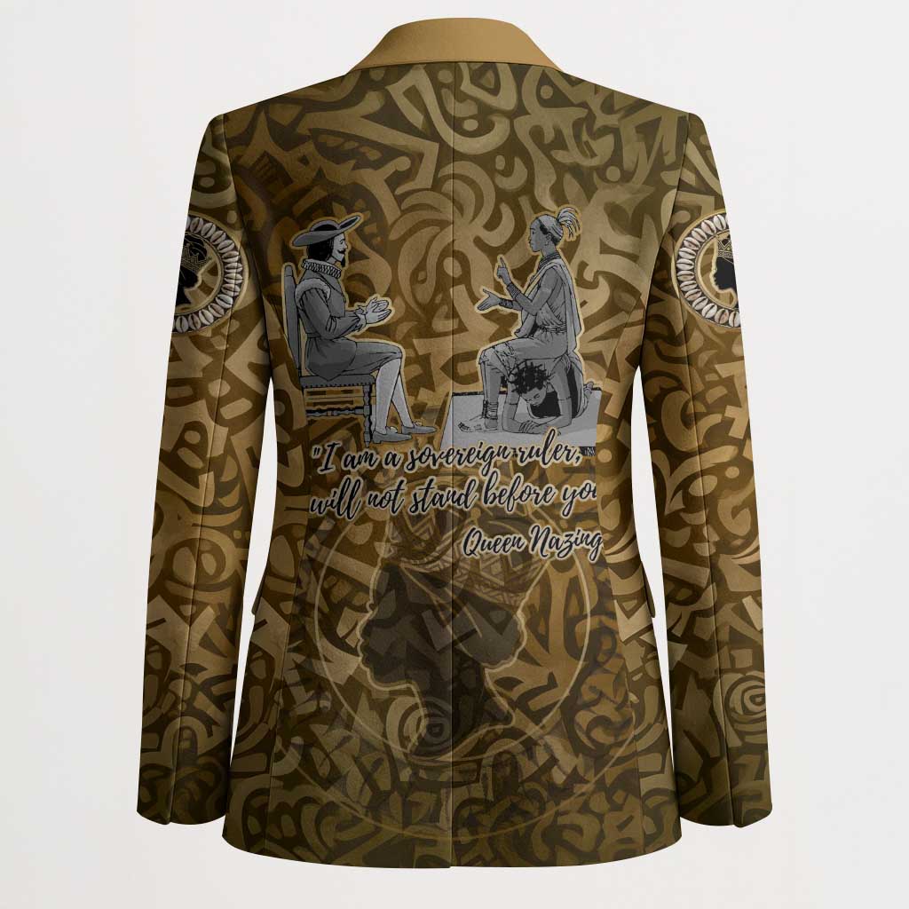 Queen Nzinga Blazer Cowrie Crown Silhouette Royal Power - African Pride