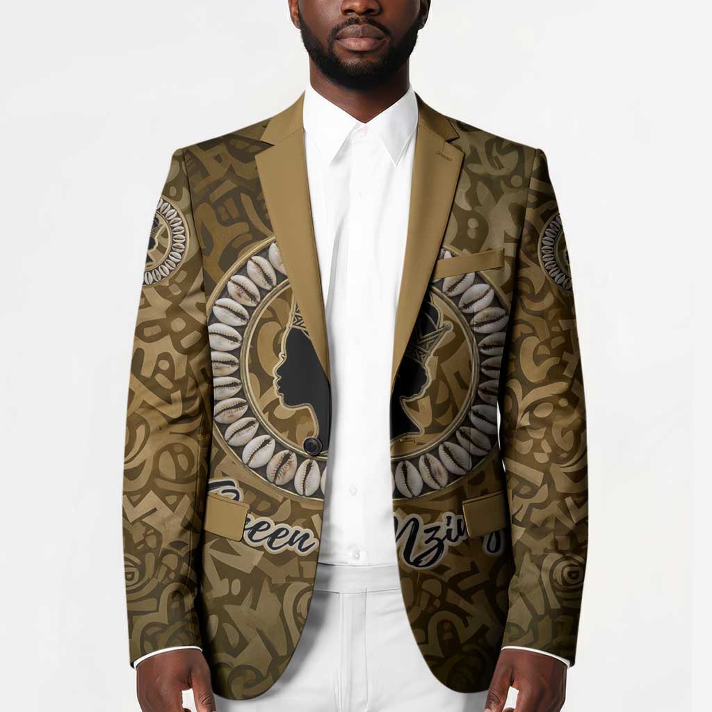 Queen Nzinga Blazer Cowrie Crown Silhouette Royal Power - African Pride