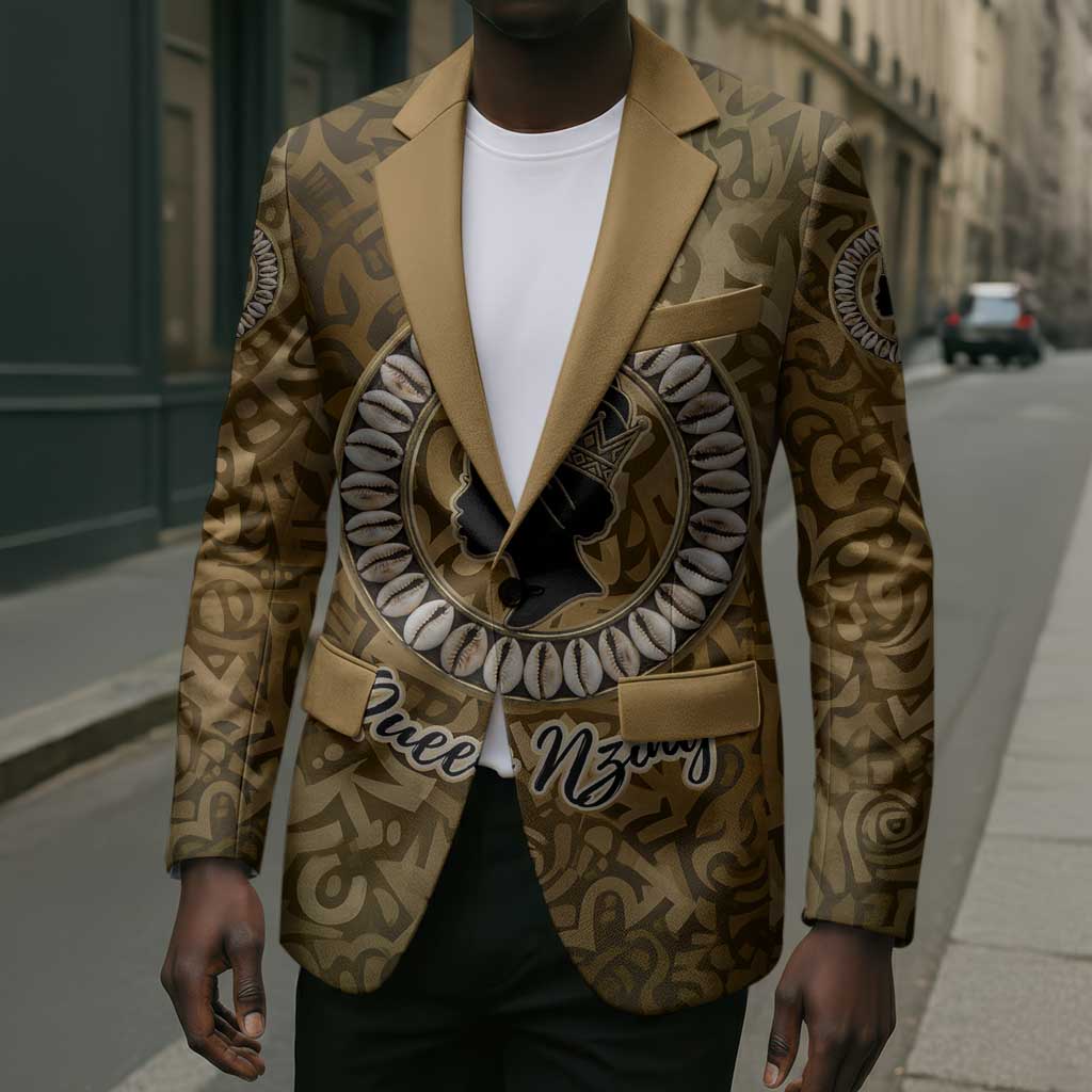 Queen Nzinga Blazer Cowrie Crown Silhouette Royal Power - African Pride