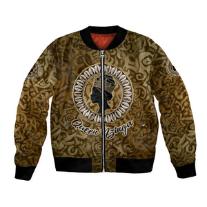 Queen Nzinga Bomber Jacket Cowrie Crown Silhouette Royal Power - African Pride