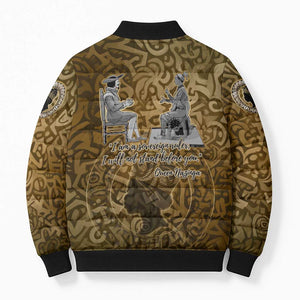 Queen Nzinga Bomber Puffer Jacket Cowrie Crown Silhouette Royal Power - African Pride