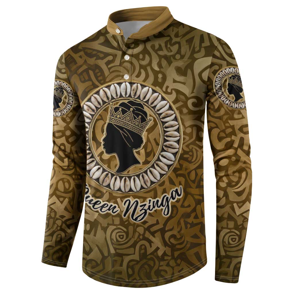 Queen Nzinga Button Sweatshirt Cowrie Crown Silhouette Royal Power
