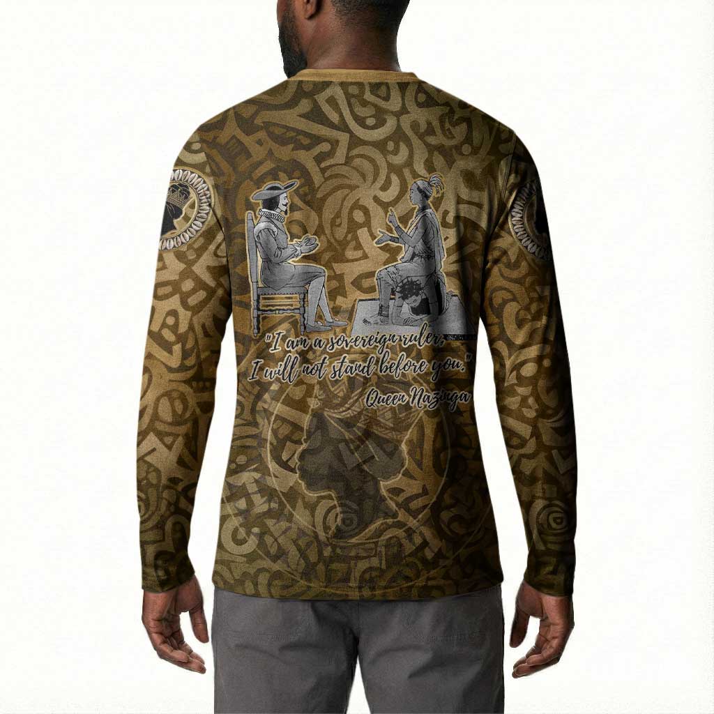 Queen Nzinga Button Sweatshirt Cowrie Crown Silhouette Royal Power