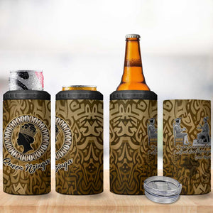 Queen Nzinga 4 in 1 Can Cooler Tumbler Cowrie Crown Silhouette Royal Power - African Pride