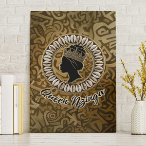 Queen Nzinga Canvas Wall Art Cowrie Crown Silhouette Royal Power - African Pride