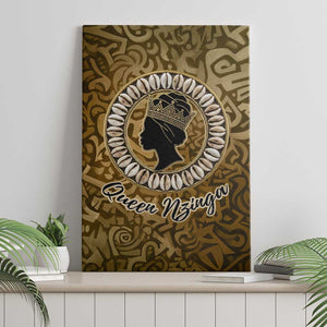Queen Nzinga Canvas Wall Art Cowrie Crown Silhouette Royal Power - African Pride