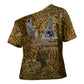 Queen Nzinga Cross Shoulder Shirt Cowrie Crown Silhouette Royal Power - African Pride