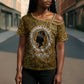 Queen Nzinga Cross Shoulder Shirt Cowrie Crown Silhouette Royal Power - African Pride