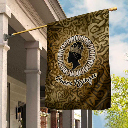 Queen Nzinga Garden Flag Cowrie Crown Silhouette Royal Power - African Pride