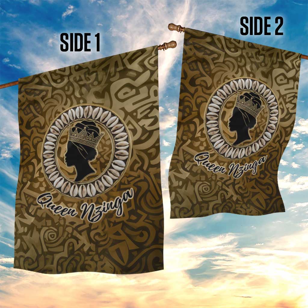Queen Nzinga Garden Flag Cowrie Crown Silhouette Royal Power - African Pride