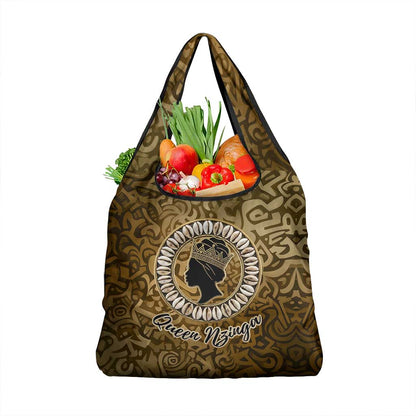 Queen Nzinga Grocery Bag Cowrie Crown Silhouette Royal Power - African Pride