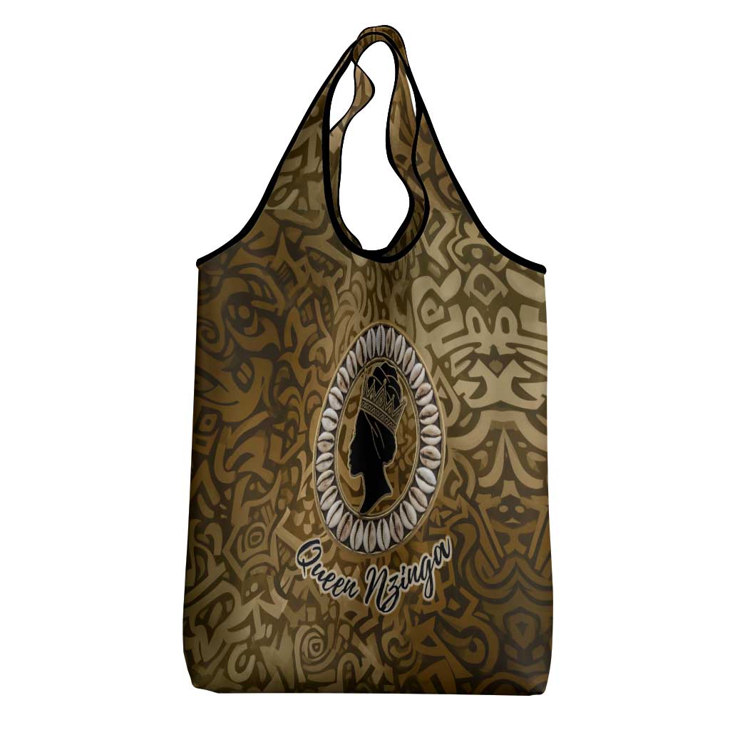 Queen Nzinga Grocery Bag Cowrie Crown Silhouette Royal Power - African Pride