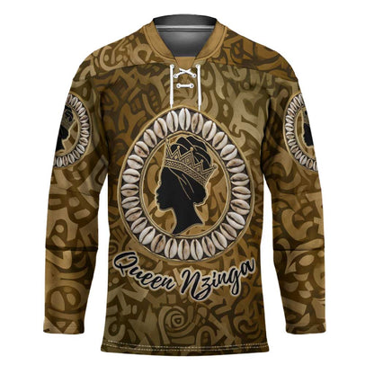 Queen Nzinga Hockey Jersey Cowrie Crown Silhouette Royal Power - African Pride