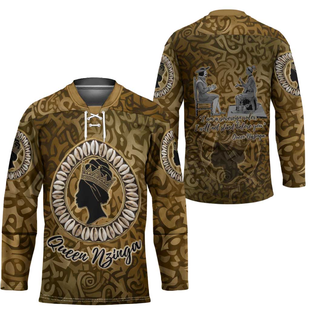 Queen Nzinga Hockey Jersey Cowrie Crown Silhouette Royal Power - African Pride