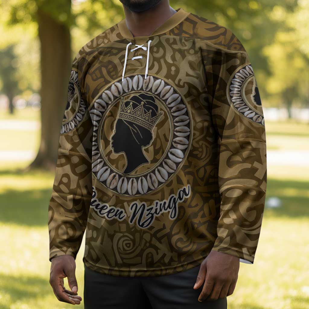 Queen Nzinga Hockey Jersey Cowrie Crown Silhouette Royal Power - African Pride