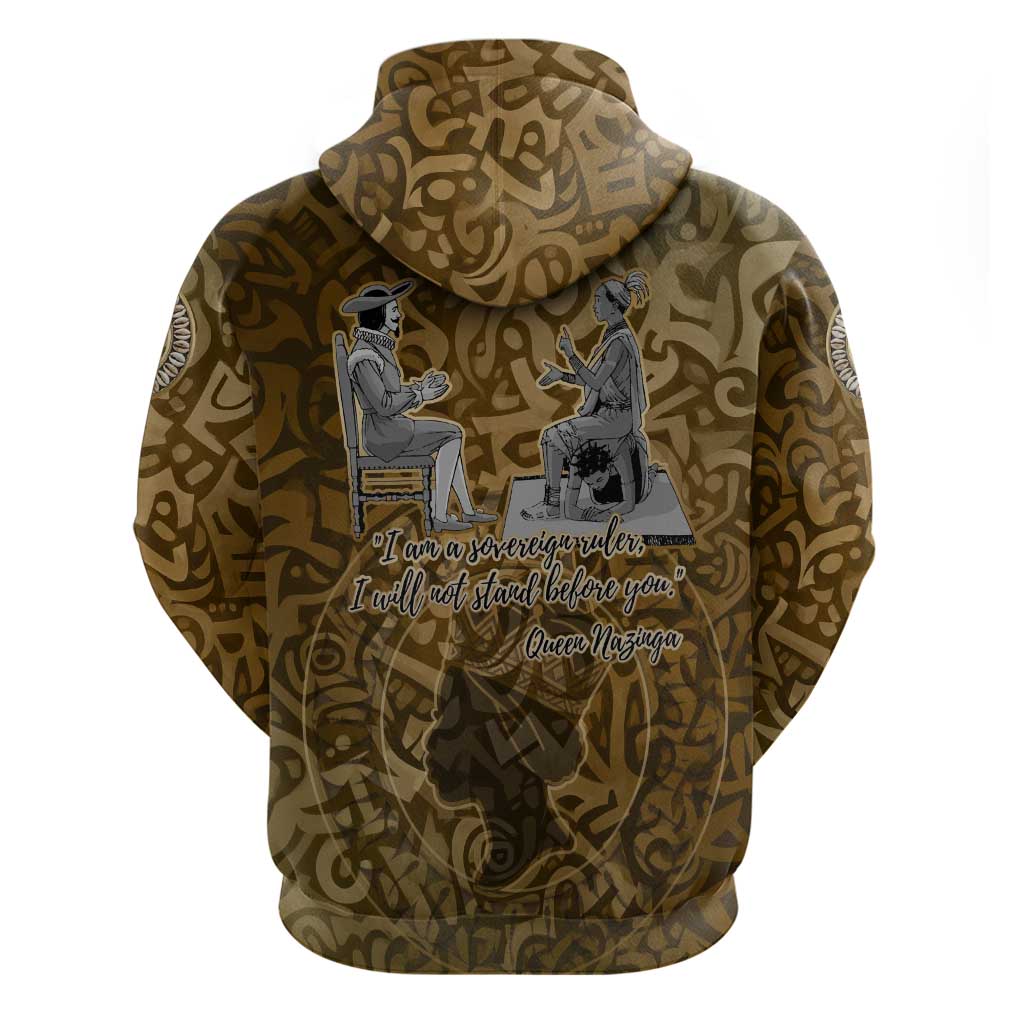 Queen Nzinga Hoodie Cowrie Crown Silhouette Royal Power - African Pride